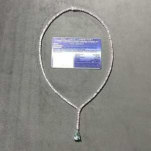 Blue Topaz Diamond and White Topaz Necklace